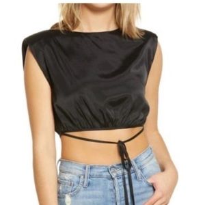 WAYF Aliso Sleeveless Crop Top In Black XL